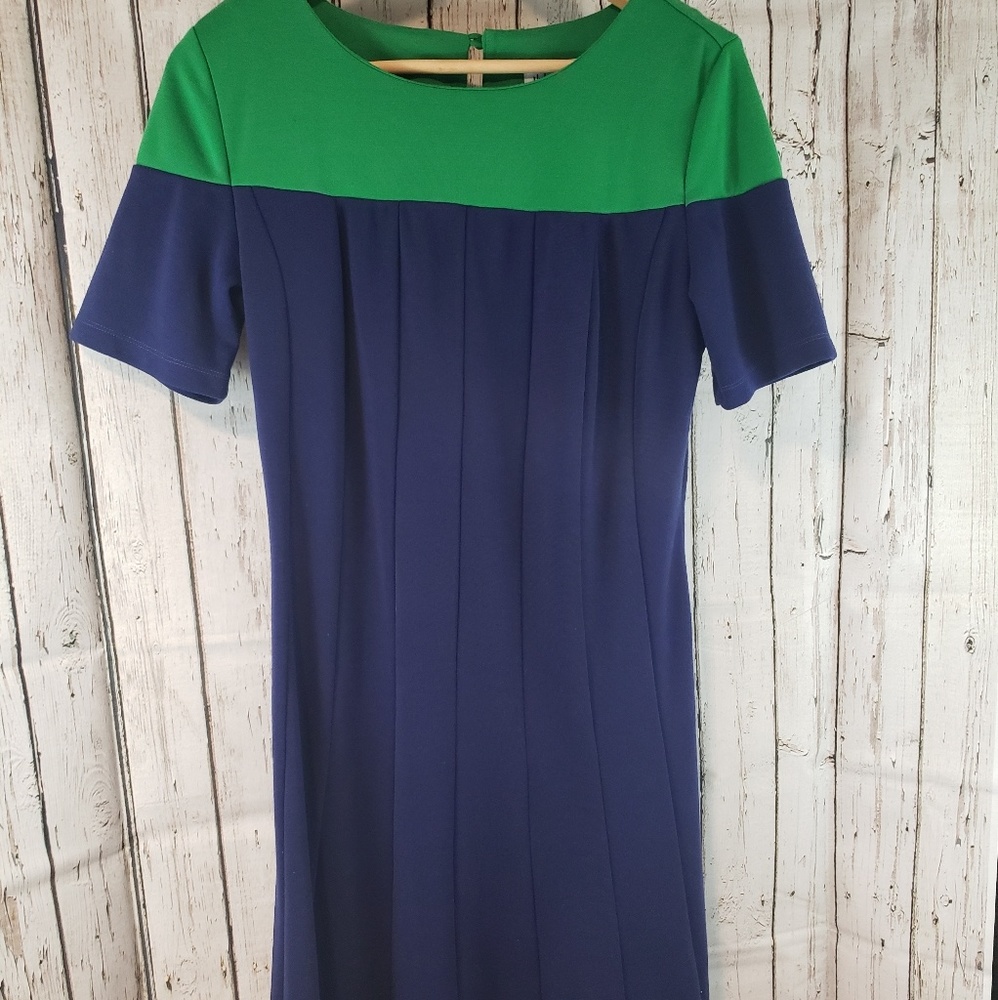Vicki Wayne green blue short Sleeve dress 0B